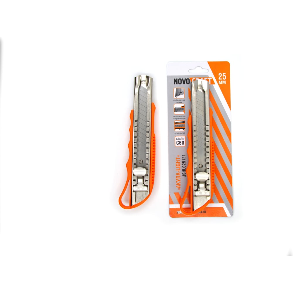 Изображение товара Нож NOVOCRAFT АКУЛА-light 25 мм выдвижной сегментированный лезвие пластиковая рукоять