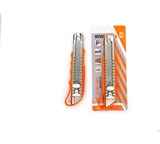 Изображение товара Нож NOVOCRAFT АКУЛА-light 25 мм, PE корпус, 12/144, блистер JSHL025121