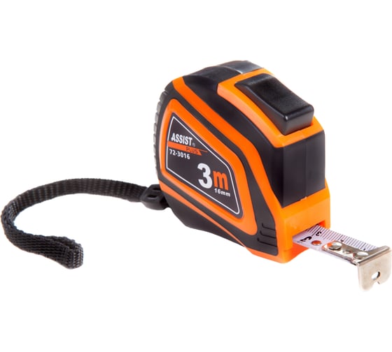 Изображение товара Рулетка NOVOCRAFT ASSIST ПРОФИ, 3 м, 16 мм, 12/120 SELF-STOP, ABS, лента белая, нейлон ASSIST0316