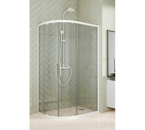 Изображение товара Душевой уголок GuteWetter GWMPKB018RB 115x110x200 см, цвет фурнитуры белый матовый, цвет стекла бесцветный, стекло закаленное 6 мм, открывание двери левое/правое 4698032689001