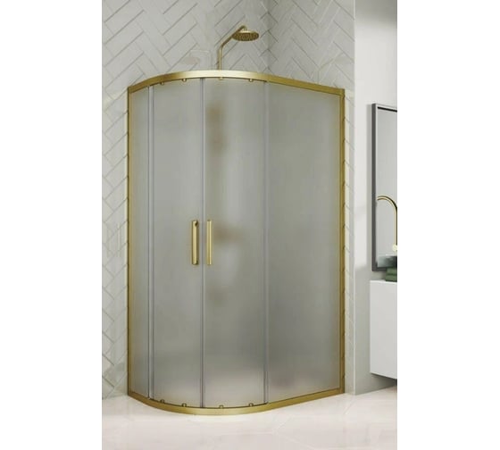 Изображение товара Душевой уголок GuteWetter GWMPKB018RB 95x85x200 см, цвет фурнитуры бронзовый, цвет стекла матовый, стекло закаленное 6 мм, открывание двери левое / правое 4698032688110