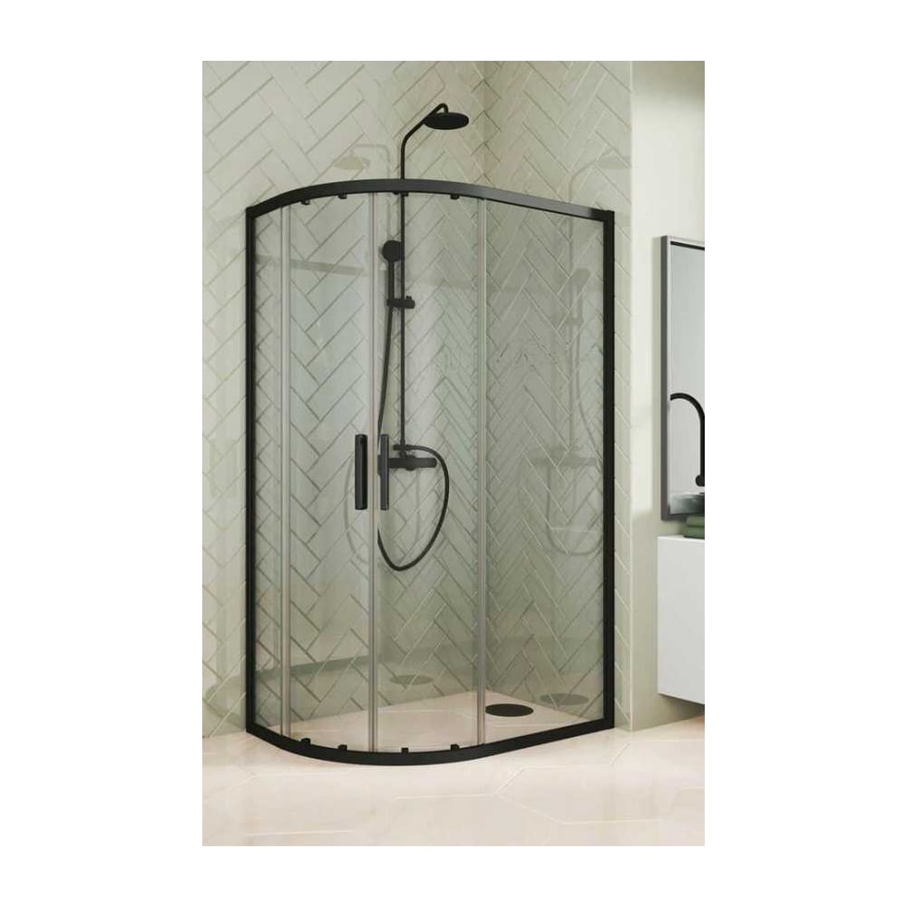 Изображение товара Душевой уголок GuteWetter GWMPKB018RB 110x80x200 см черный матовый стекло