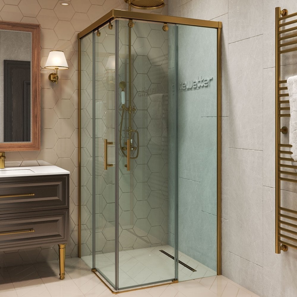 Изображение товара Душевой уголок GuteWetter GWMPSLSQ864 70x70 см бронзовая фурнитура и закаленное стекло