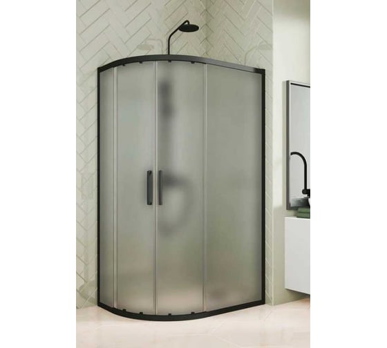 Изображение товара Душевой уголок GuteWetter GWMPKB018RB 105x95x200 см, цвет фурнитуры черный матовый, цвет стекла матовый, стекло закаленное 6 мм, открывание двери левое/правое 4698031923564