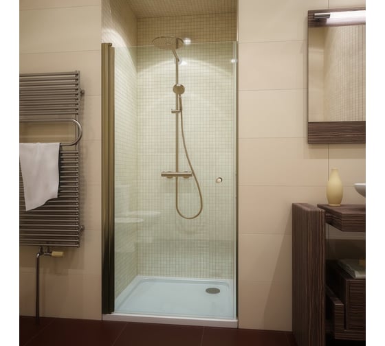 Изображение товара Дверь в душевую нишу GuteWetter GWMPKB020D601T 60x200 см, цвет фурнитуры бронзовый, цвет стекла бесцветный, стекло закаленное 6 мм, открывание двери левое / правое 4698032581459