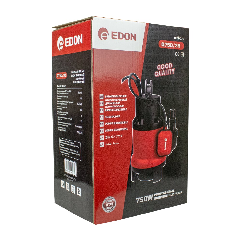 Изображение товара Дренажный насос EDON Q750/35 погружной для грязной и чистой воды