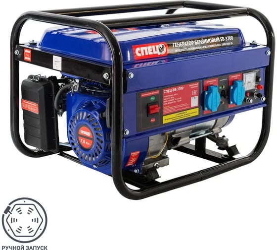 Изображение товара Генератор бензиновый СПЕЦ SB-3700, 1фаз, ном/макс=2,8кВт/3,0кВт, бак 15л СПЕЦ-SB-3700