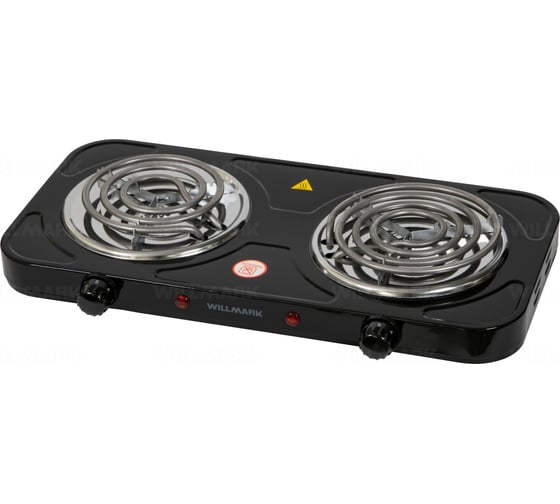 Изображение товара Электрическая плита WILLMARK 2 спиральные конфорки 145 мм, 1000 Вт, 150 мм, 1500 Вт, корпус из нержавеющей стали, черный НS-215Т 2000610