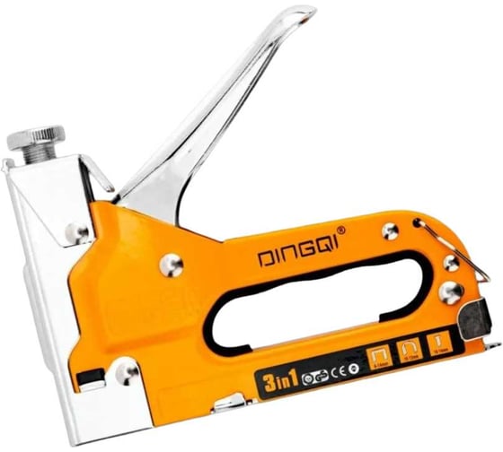 Изображение товара Мебельный металлический строительный степлер DINGQI три вида скоб, регулировка удара 113001