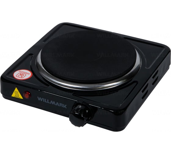 Изображение товара Электрическая плита WILLMARK 1 чугунная конфорка 155 мм, 1000 Вт, корпус из нержавеющей стали, черный НS-111 2000606