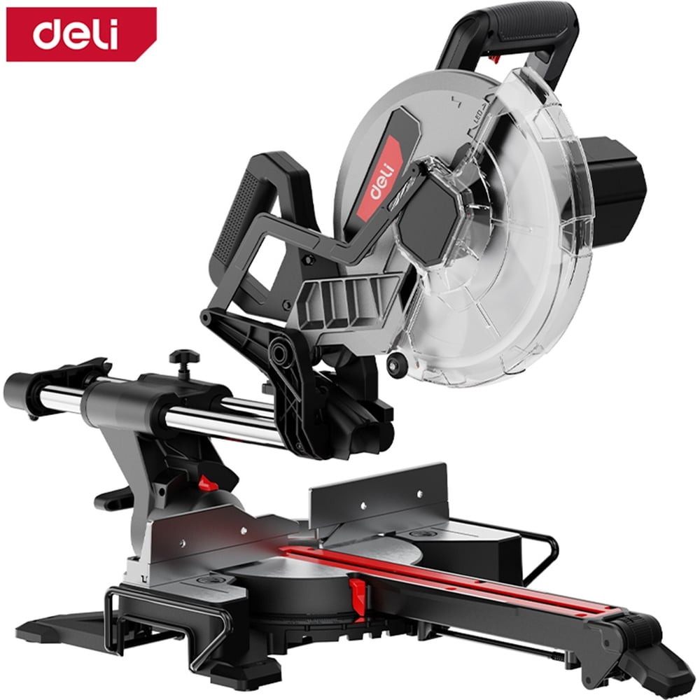 Изображение товара Торцовочная пила DELI DE570 с протяжкой 255мм и мощностью 2000Вт
