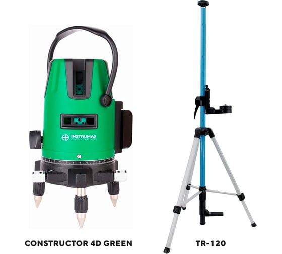 Изображение товара Лазерный уровень INSTRUMAX Constructor 4D GREEN+штанга элевационный LP-300 в комплекте с треногой (3 м) IM0140_K1