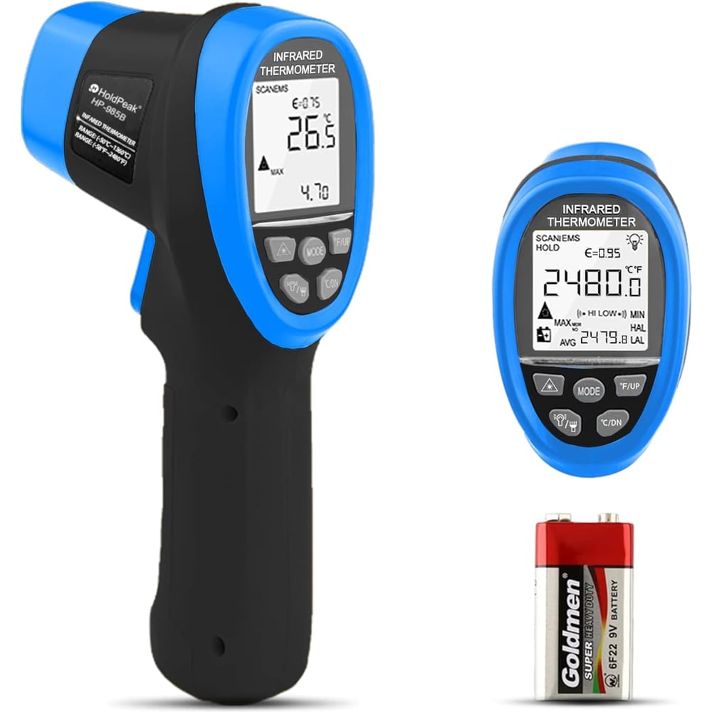 Изображение товара Инфракрасный пирометр HoldPeak HP-985B профессиональный точное измерение температуры