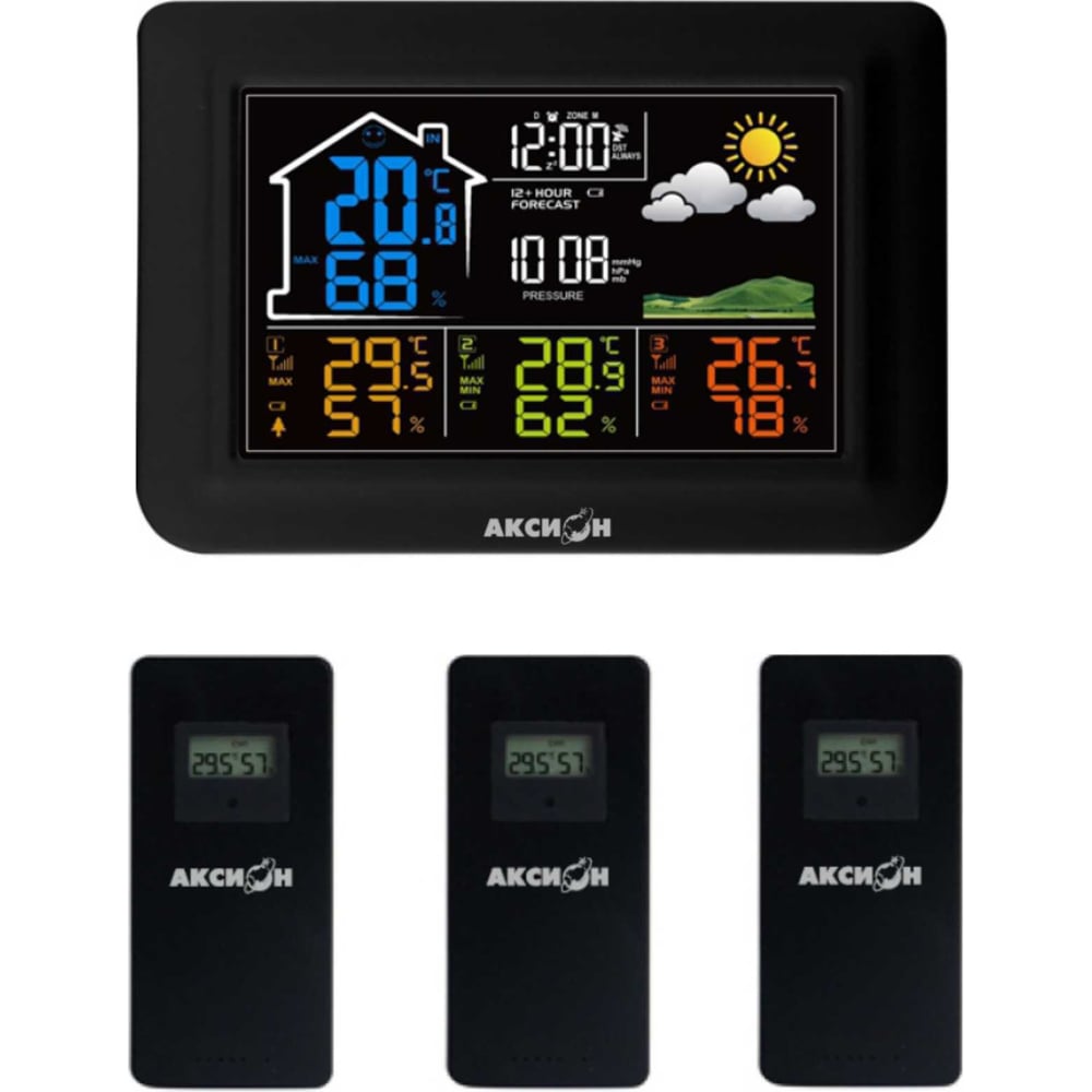 Изображение товара Бытовая метеостанция Аксион ET820E-3 с беспроводными датчиками и интерфейсом на русском