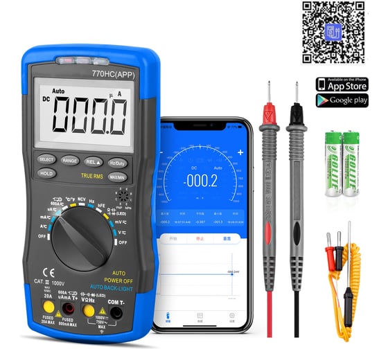 Изображение товара Цифровой мультиметр HoldPeak HP-770HC-APP