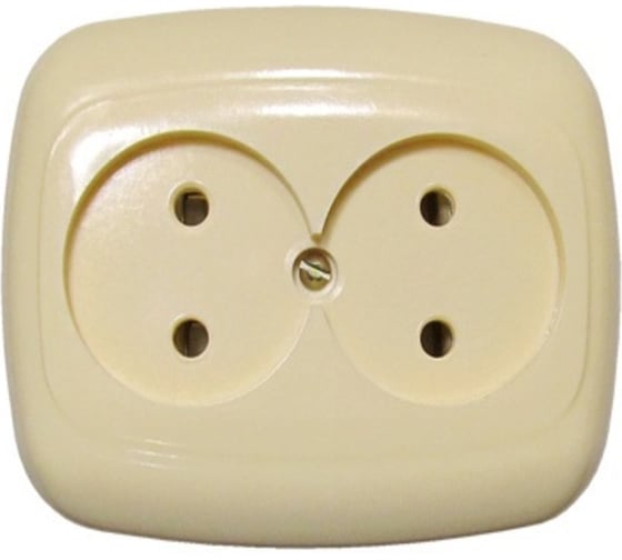 Изображение товара Розетка встраиваемая ООО Ливны-Электро двойная РС 10-010, слоновая кость, в количестве 2 штук РС 1031с