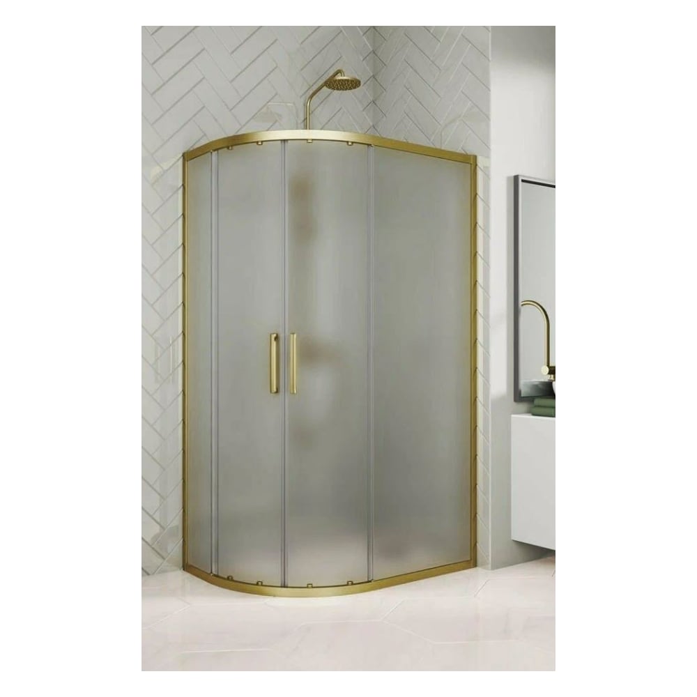 Изображение товара Душевой уголок GuteWetter GWMPKB018RB 90x80x200 см, цвет фурнитуры бронзовый, цвет стекла матовый, стекло закаленное 6 мм, открывание двери левое / правое 4698032687991