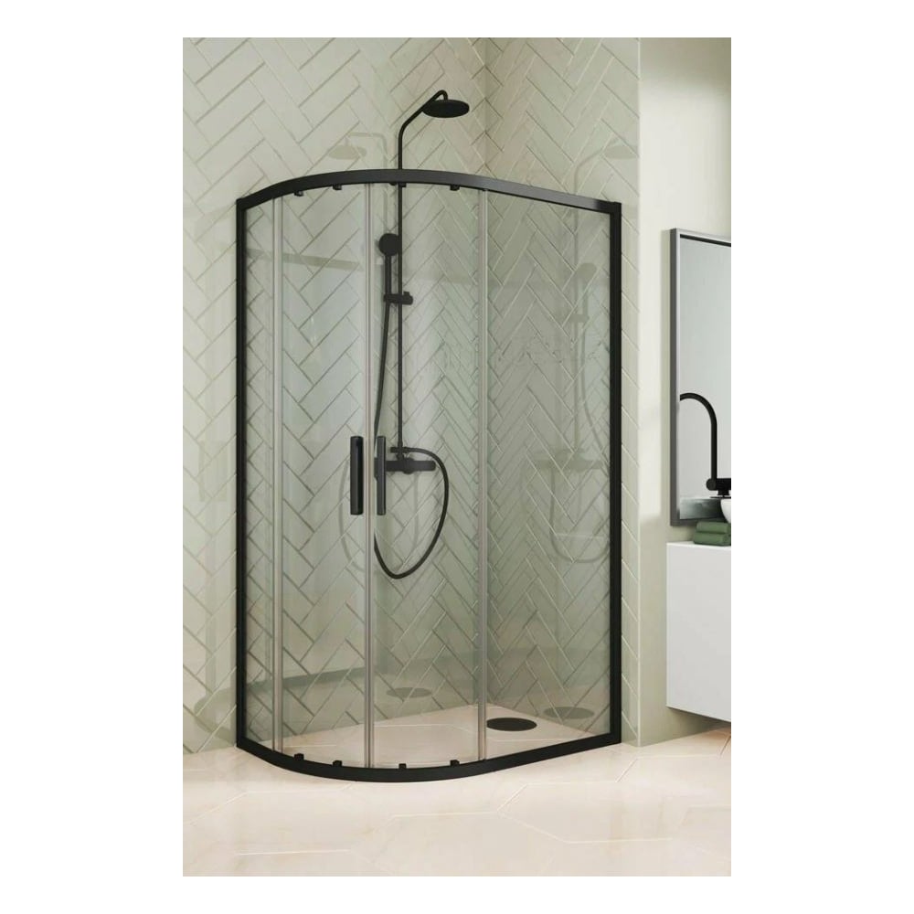 Изображение товара Душевой уголок GuteWetter GWMPKB018RB 90x80 см с черным матовым профилем и прозрачным стеклом