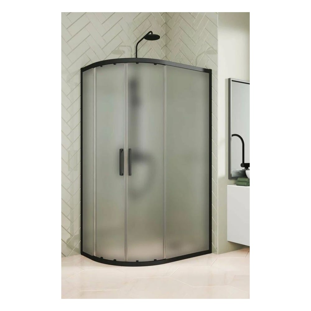 Изображение товара Душевой уголок GuteWetter GWMPKB018RB 130x125x200 см матовое стекло и черный профиль