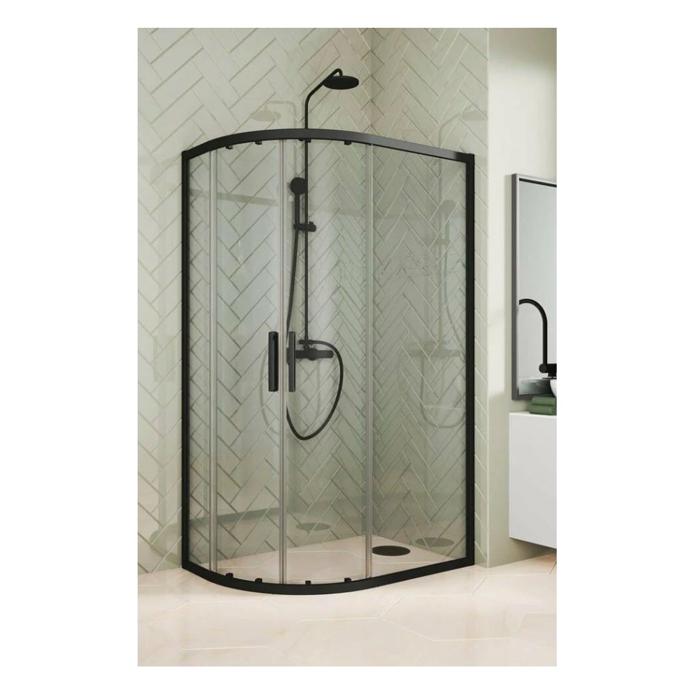 Душевой уголок GuteWetter GWMPKB018RB 130x120x200 см, цвет фурнитуры черный матовый, цвет стекла бесцветный, стекло закаленное 6 мм, открывание двери левое / правое 4698031923267