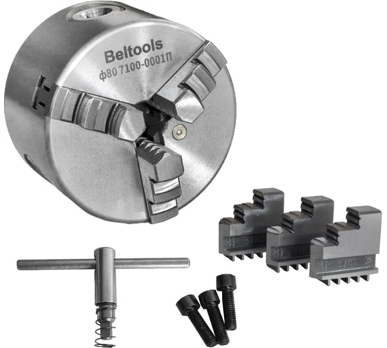 Изображение товара Патрон токарный 80-ПТ 3-x кулачковый (7100-0001П) К11 с обратными кулачками Beltools ri.262.175