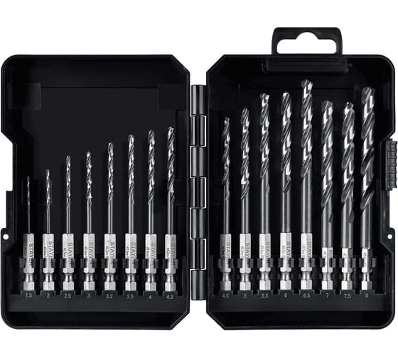 Изображение товара Набор сверл по металлу для винтовертов и шуруповертов STAYER Impact Ready НЕХ-1/4, 16 шт 29603-H16