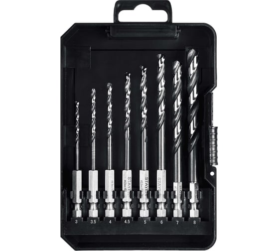 Изображение товара Набор сверл по металлу для винтовертов и шуруповертов STAYER Impact Ready НЕХ-1/4, 8 шт 29603-H8