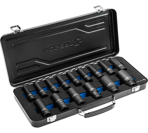 Изображение товара Набор ударных глубоких шестигранных головок (15 шт; 1/2; CrMo) HOEGERT TECHNIK  в кейсе HT4R049