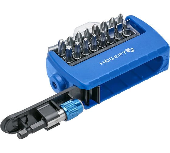 Изображение товара Набор бит с битодержателем 1/4, SL, PH, PZ, Torx, 17 шт. HOEGERT TECHNIK HT1S401