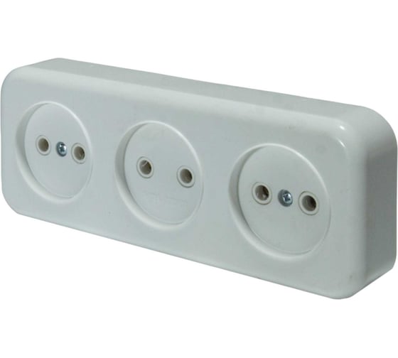 Изображение товара Розетка ООО "ОПТИКОМ ЭЛЕКТРИК" RA 16-344 трехместная открытой установки, цвет белый 400215.00641.2