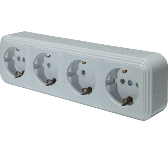 Изображение товара Розетка ООО "ОПТИКОМ ЭЛЕКТРИК" RA 16-466 четырехместная с заземляющим контактом открытой установки, цвет белый (400215.011) 400215.01181.2