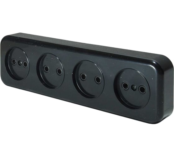 Изображение товара Розетка ООО ОПТИКОМ ЭЛЕКТРИК RA 16-446 четырехместная открытой установки, цвет черный  400215.01051.5