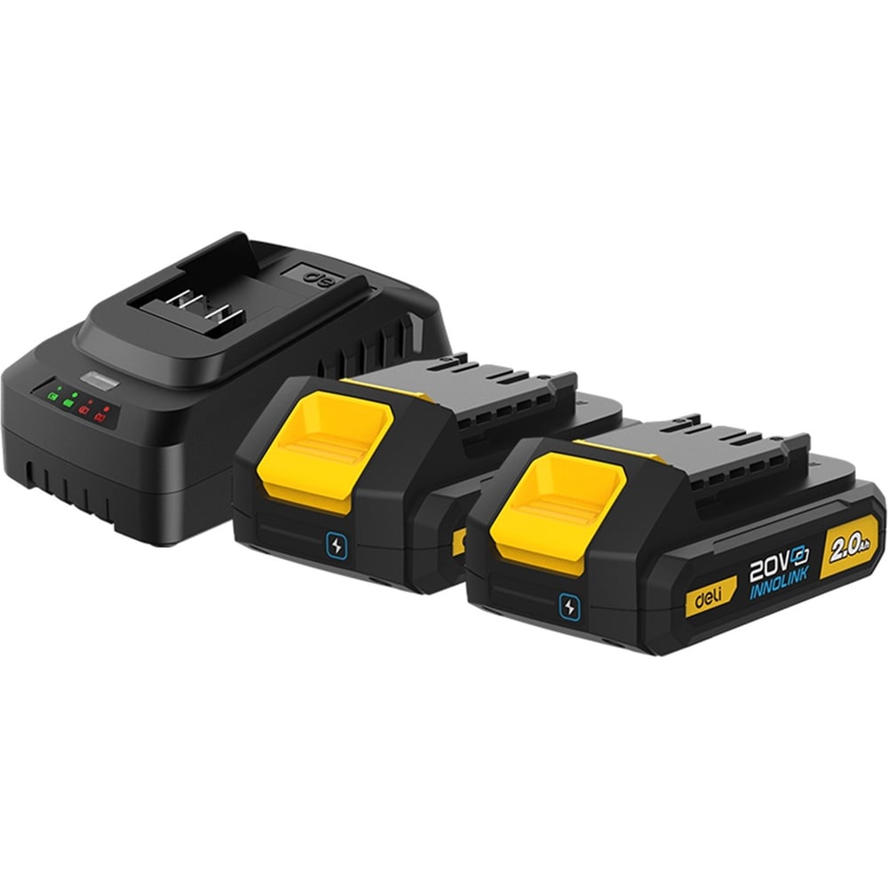 Изображение товара Набор аккумулятор и зарядное устройство DELI Innolink DL-CM20A2E (2 Акб, 20Вх2Ач + ЗУ, Li-ion)