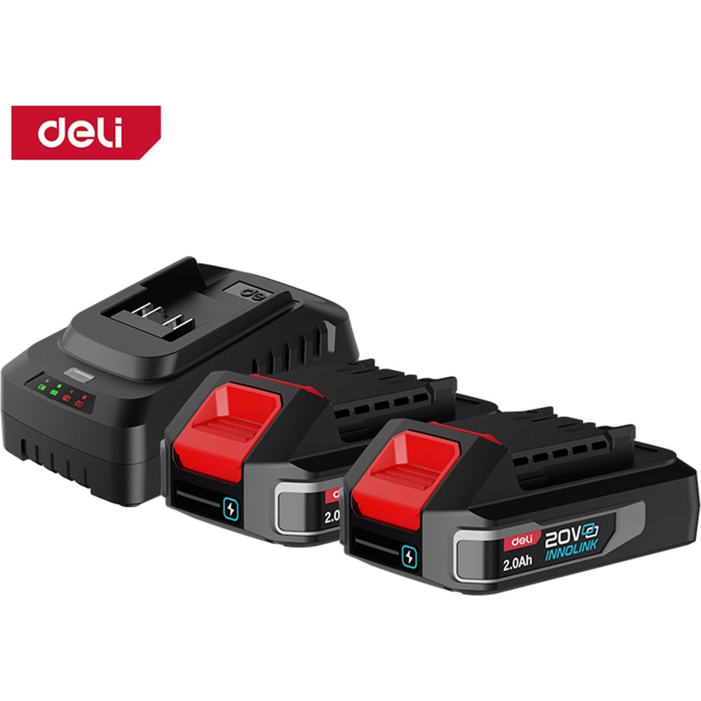 Изображение товара Набор аккумулятор и зарядное устройство DELI Innolink DE-CM20A2E 20В 2Ач Li-Ion