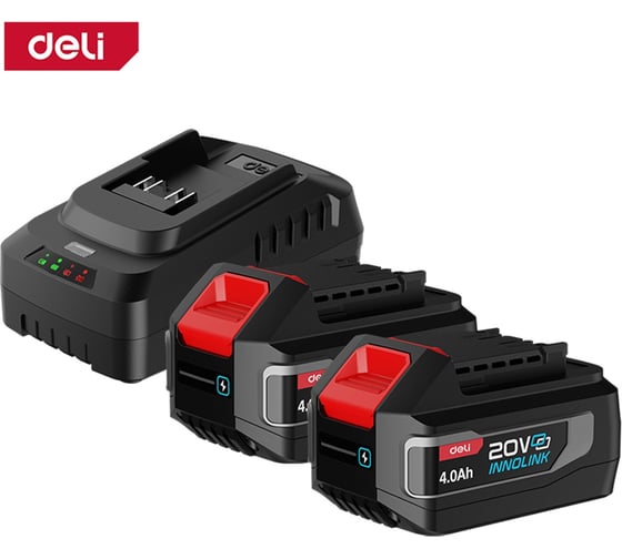 Изображение товара Набор аккумулятор и зарядное устройство DELI Innolink DE-CM20A4E (2 Акб, 20Вх4Ач + ЗУ, Li-ion) 163065