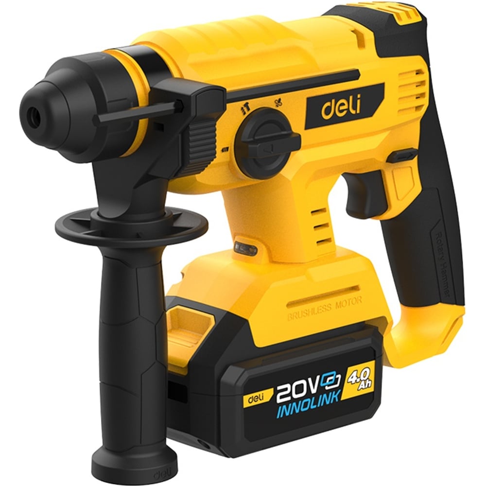 Изображение товара Перфоратор аккумуляторный DELI DC300 (2 АКБ+ЗУ, 20Вх4Ач, SDS PLUS, 2Дж, 4500уд/мин, сумка) 162765