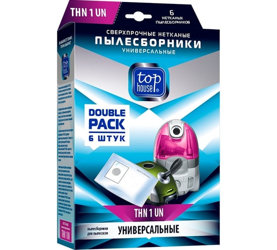 Изображение товара Пылесборники универсальные THN 1UN 6 шт сверхпрочные нетканые TOP HOUSE 393484
