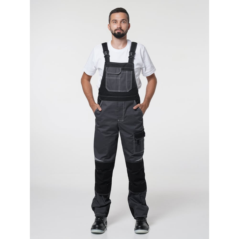 Изображение товара Мужской рабочий полукомбинезон Эпицентр №116 серый с черным водоотталкивающий 56-58 см