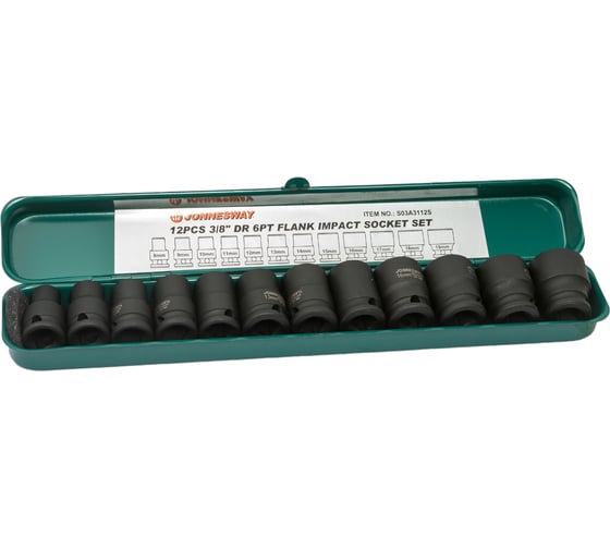 Изображение товара Набор ударных торцевых головок 12 предметов (3/8"DR 8-19 мм) Jonnesway S03A3112S