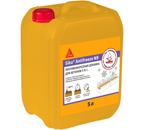 Изображение товара Комплексная противоморозная добавка SIKA Antifreeze N9 для бетонов и растворов до -25С, канистра 5 л 424028