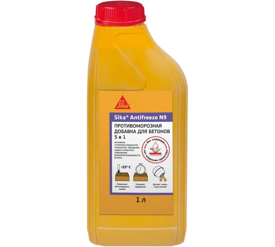 Изображение товара Комплексная противоморозная добавка SIKA Antifreeze N9 для бетонов и растворов до -25С, канистра 1 л 525953