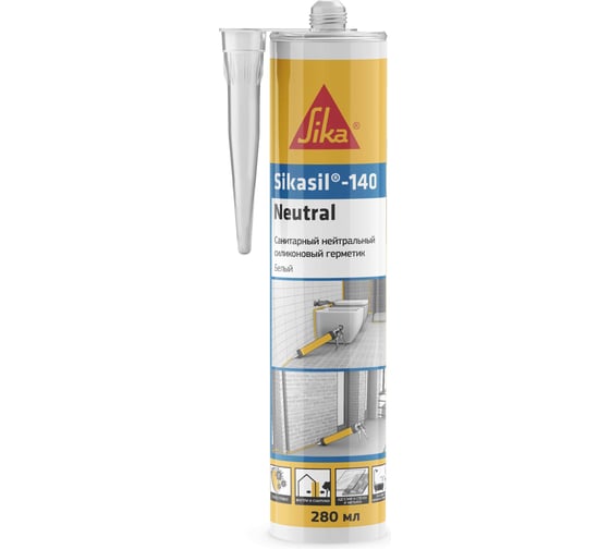 Изображение товара Нейтральный силиконовый санитарный герметик SIKA sil?-140 Neutral (101/белый) картридж 280 мл 842736