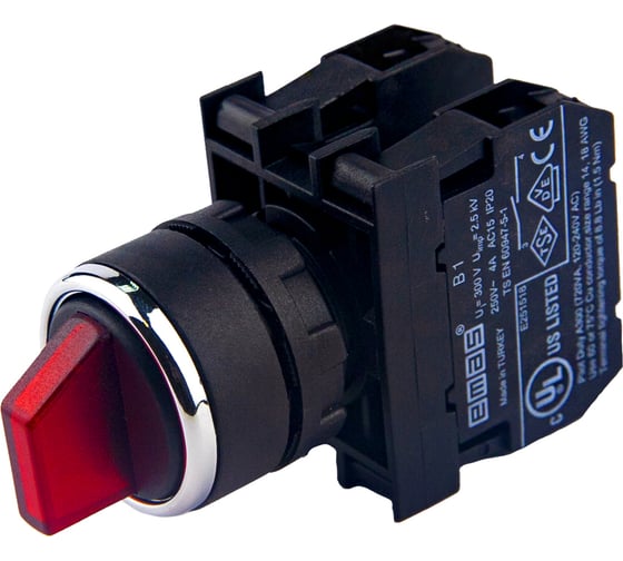 Изображение товара Переключатель Emas 2-0-1, с фиксацией, красный, 250В AC, 4 А, без блок-контакта B101SL30K