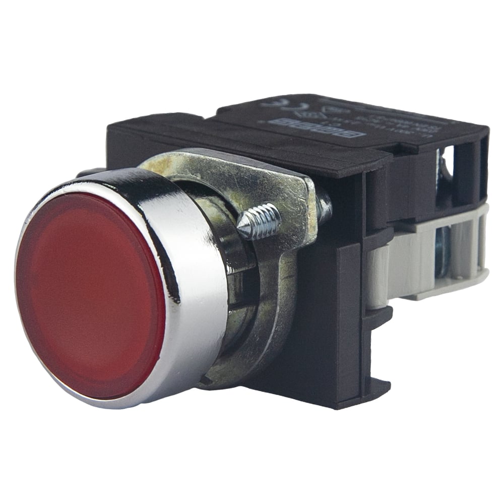 Изображение товара Нажимная кнопка Emas круглая красная, 1НО, серия C, металлическое основание, с блоком подсветки CB6, красный светодиод, 12-30 В AC/DC, CM160DK