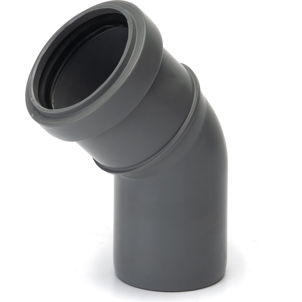 Изображение товара Отвод для внутренней канализации 125х90 мм 45 градусов полипропилен серый ДИМПЛАСТ