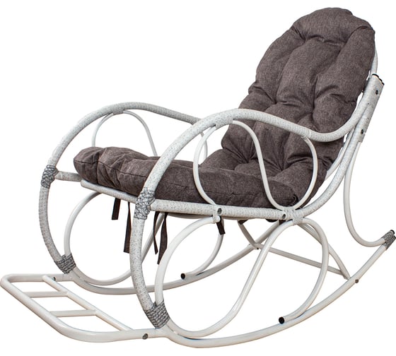 Изображение товара Кресло-качалка M-GROUP Элит разборное белое, подушка Пепел 12810109