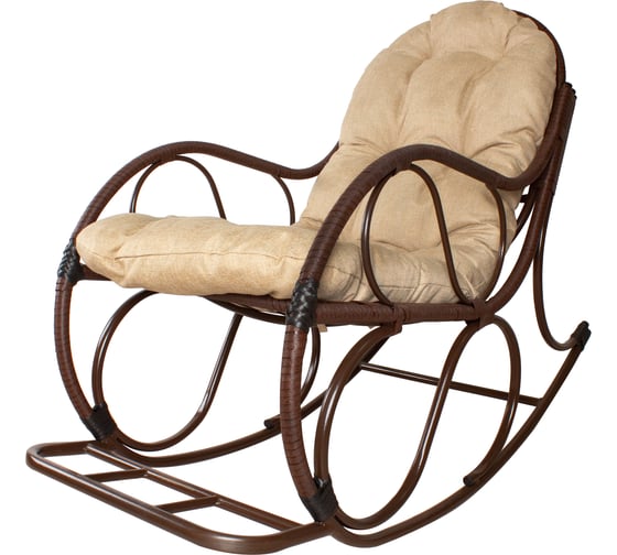 Изображение товара Кресло-качалка M-GROUP Элит коричневое, подушка Лен 12800201