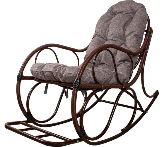 Изображение товара Кресло-качалка M-GROUP Элит разборное коричневое, подушка Пепел 12810209