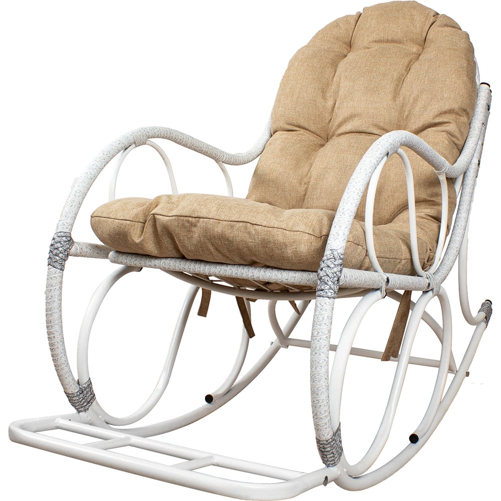 Изображение товара Кресло-качалка M-GROUP Элит разборное белое с подушкой Лен