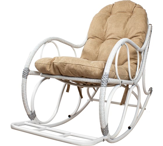 Изображение товара Кресло-качалка M-GROUP Элит разборное белое, подушка Лен 12810101